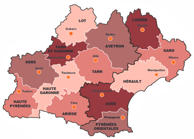 Carte région académique Occitanie