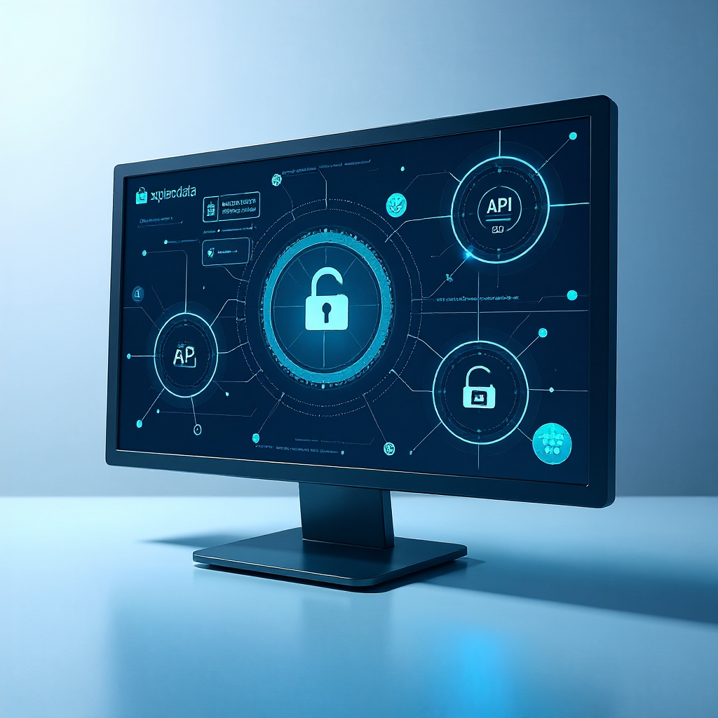 ordinateur avec illustration représentant le concept d'open-data