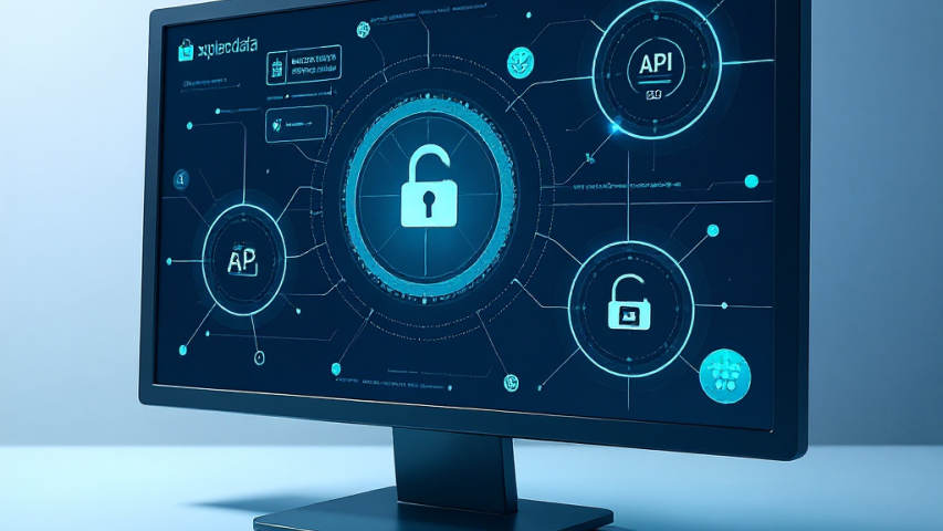 ordinateur avec illustration représentant le concept d'open-data